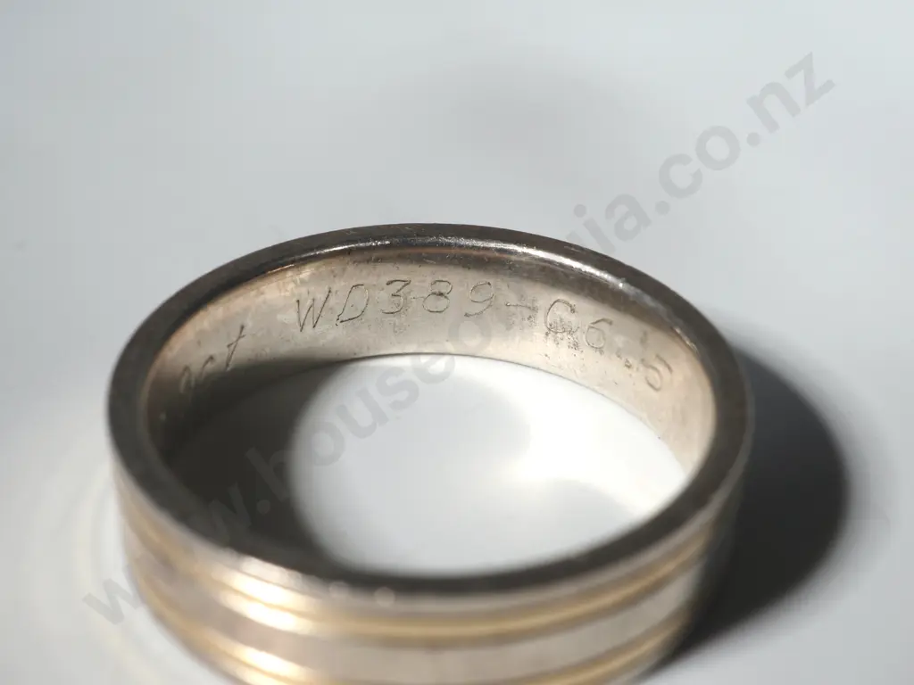 Sterling Silver Gents Ring with Double Gold Lines Image 1++