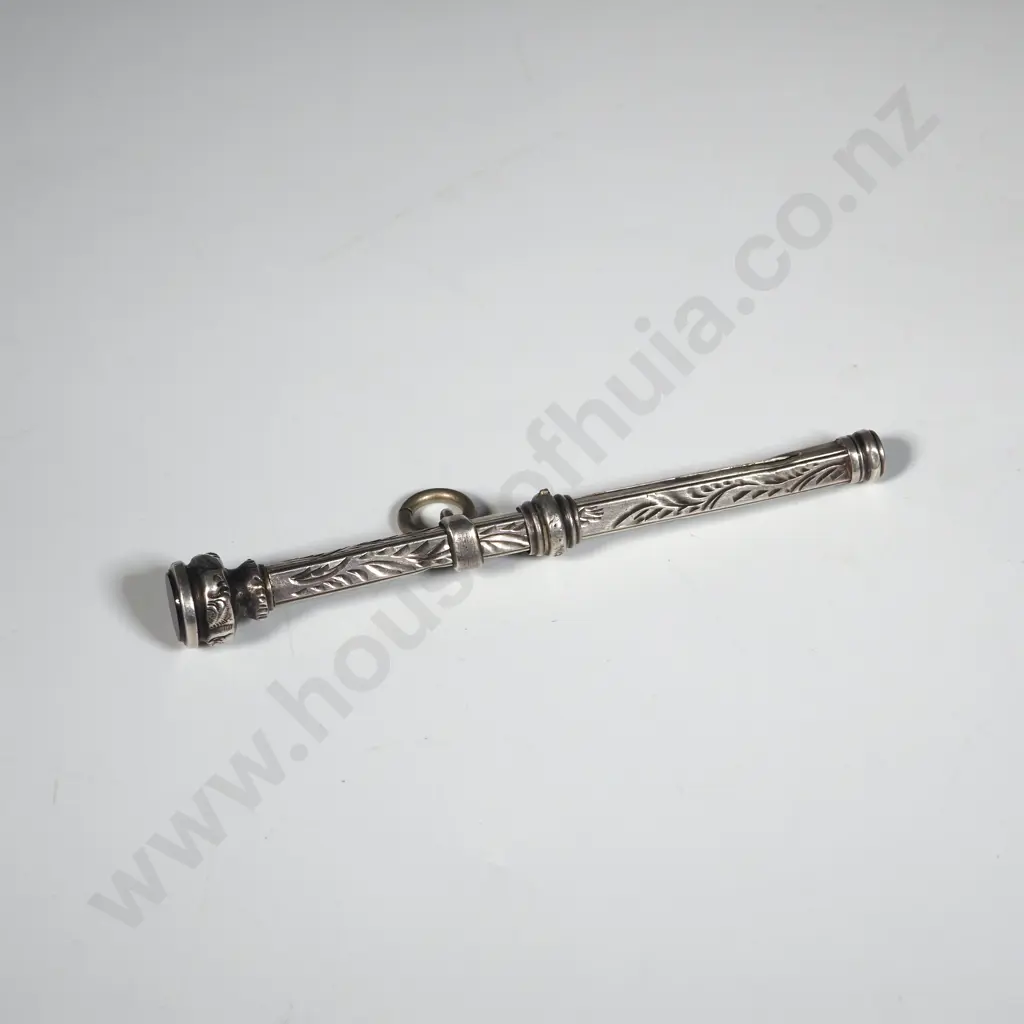 Sterling Silver Amethyst Topped Engraved & Hallmarked Pencil Image 1++