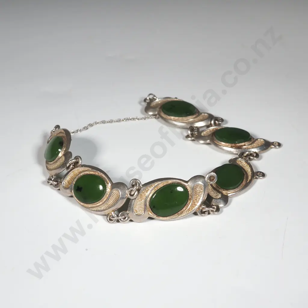 Sterling Silver Greenstone Bracelet Image 1++