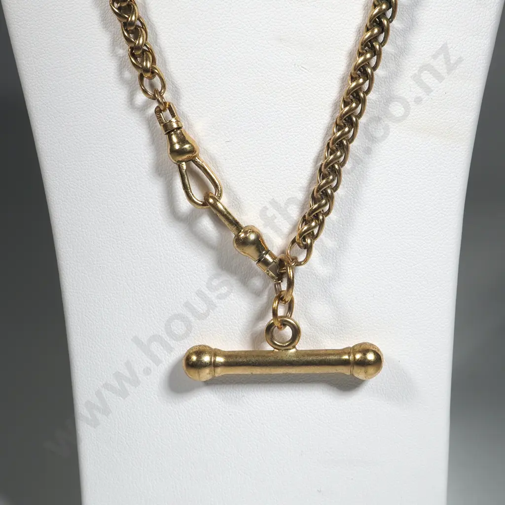 Substantial Rolled Gold Wheatlink T Bar Necklace Image 1++