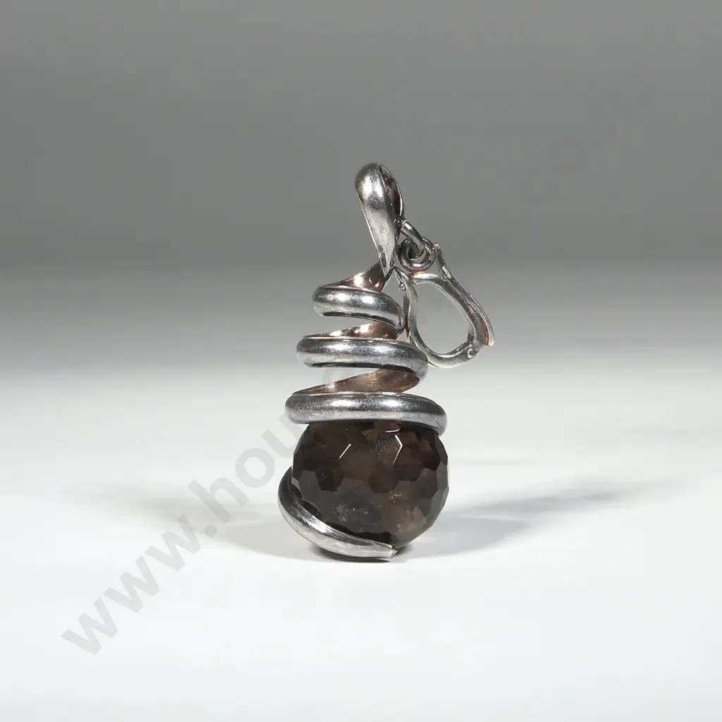 Sterling Silver spiral Pendant w Yellow Cut Stone Image 1++