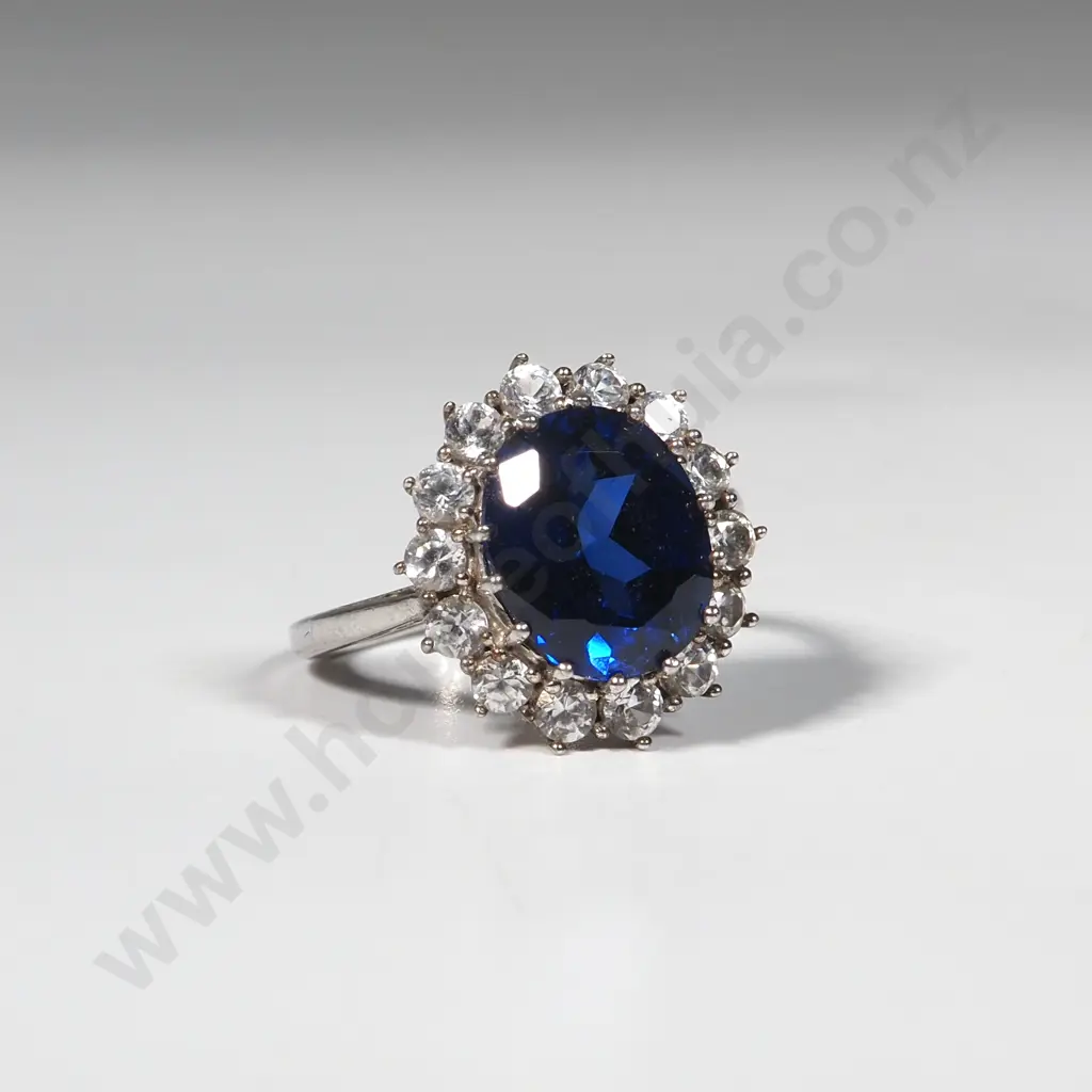 Sterling Silver Blue Stone Ring Image 1++