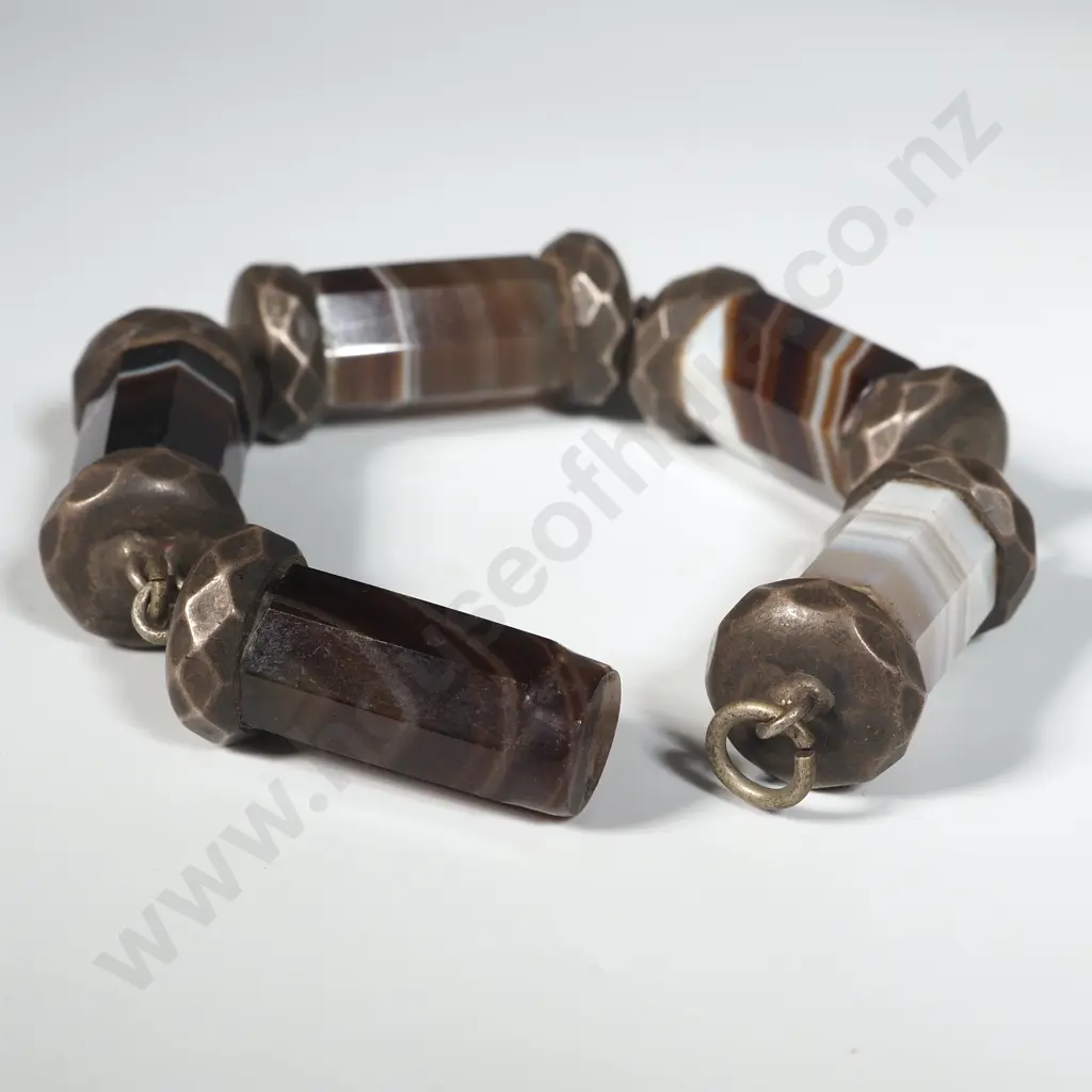 Victorian Silver & Agate Bracelet - A/F Image 1++
