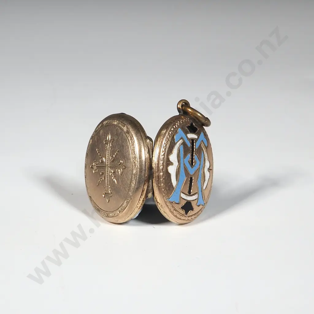 9ct Rolled Gold Enamel Locket Image 1++