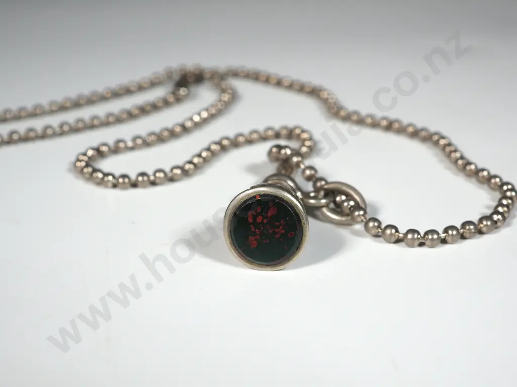 Base Metal Albertina w Bloodstone Ended Pendant Image 1++