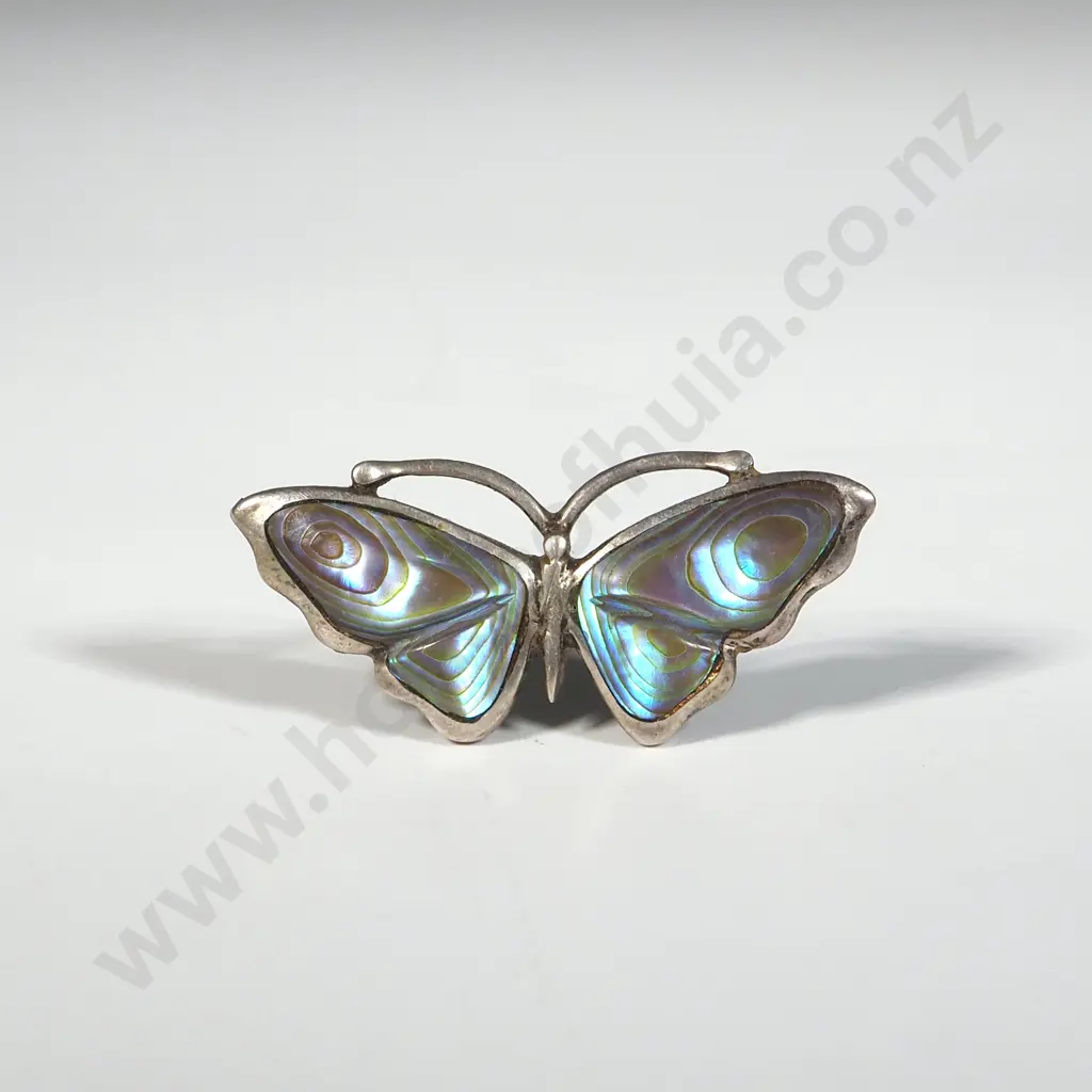 Sterling Silver Paua Shell Butterfly Brooch Image 1++