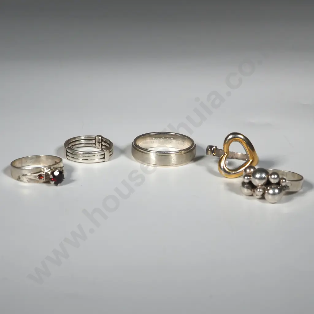 Five Sterling Silver Rings Image 1++
