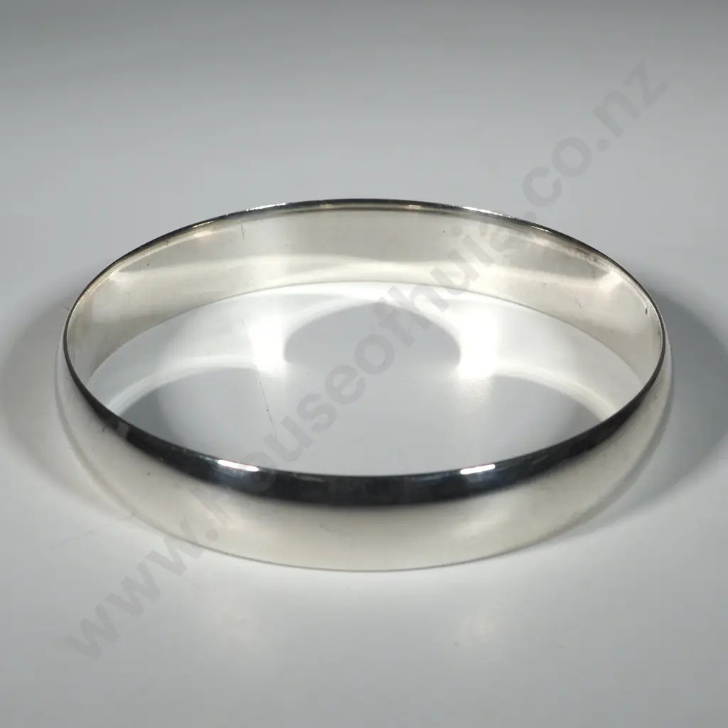 Solid Sterling Silver Round Convex  Bangle Image 1++
