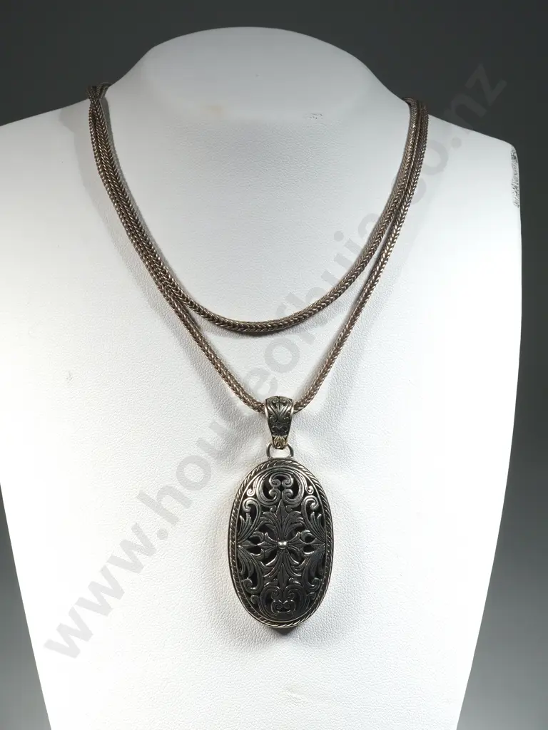 Sterling Silver Wheatlink Chain w Pierced Pendant Image 1++