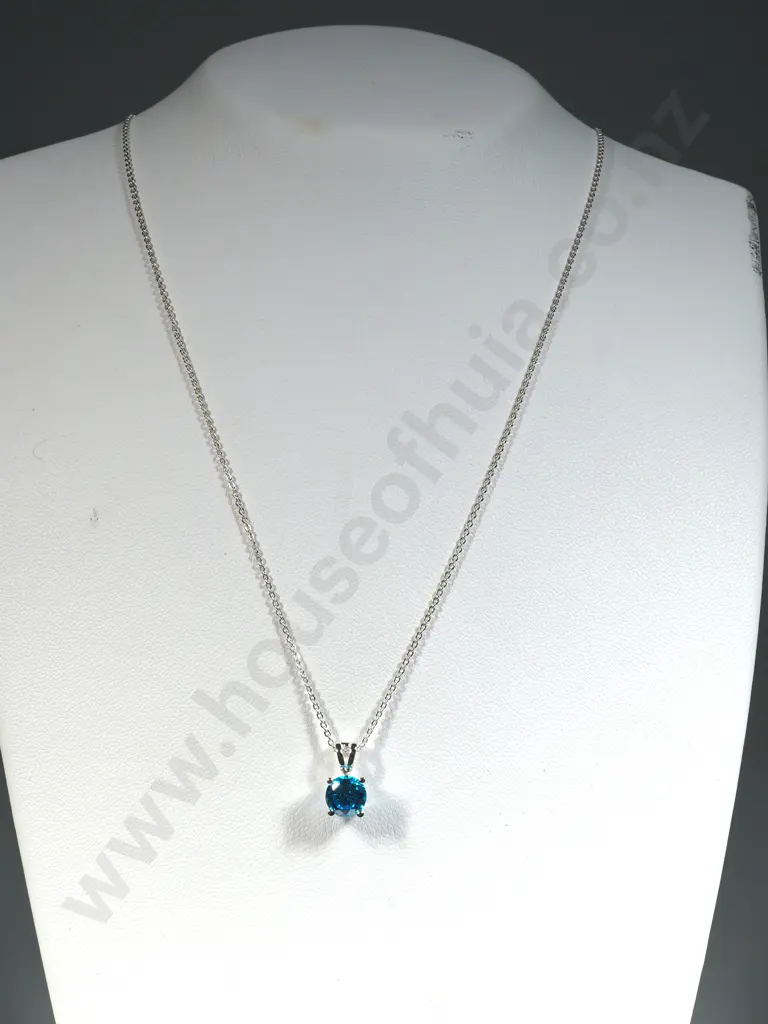 Sterling Silver & Blue Stone Necklace Image 1++
