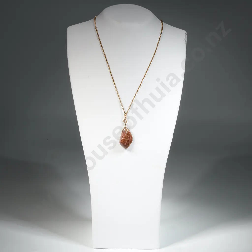 Goldstone Pendant on RG Chain Image 1++