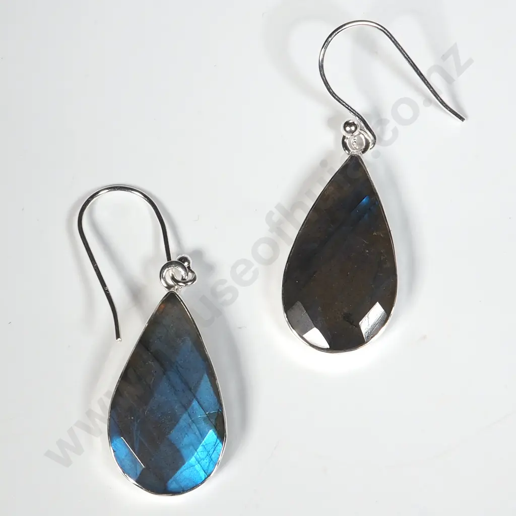 Sterling Silver Laborite Drop Earrings. Image 1++