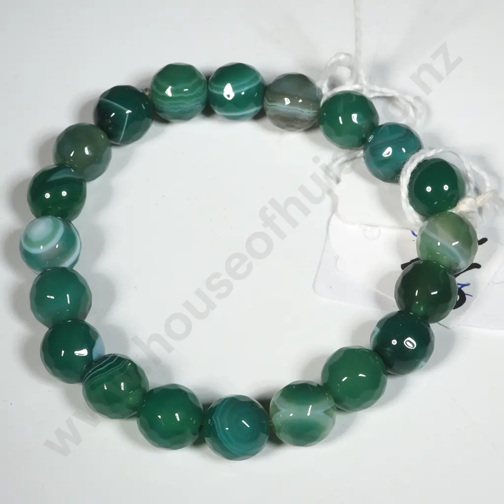 Agate Round Beaded Elasticised Bracelet Image 1++