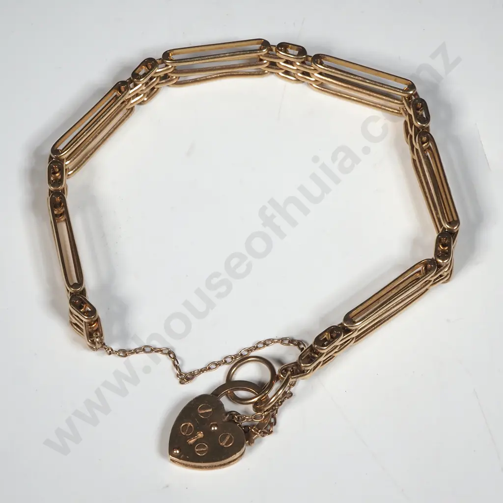9ct Gold Gate Bracelet w No Locket Image 1++