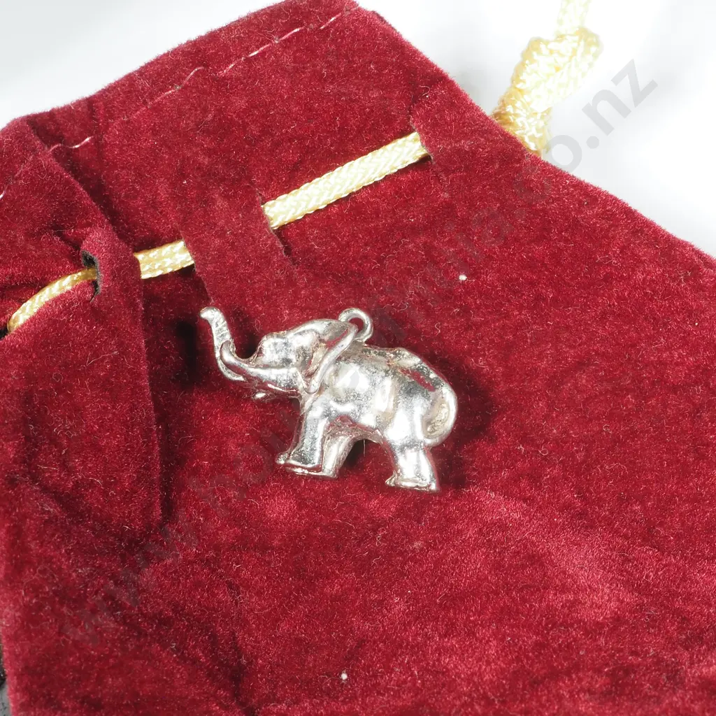 Sterling Silver Elephant Charm & A  Box Circular Black Wedgwood Brooch Image 1++