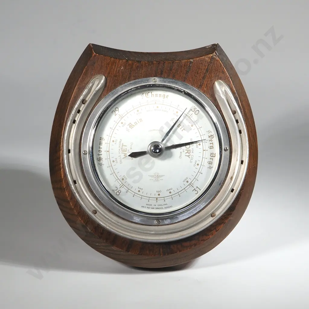 Oak Timber Barometer in the Shape of a Horseshoe Image 1++