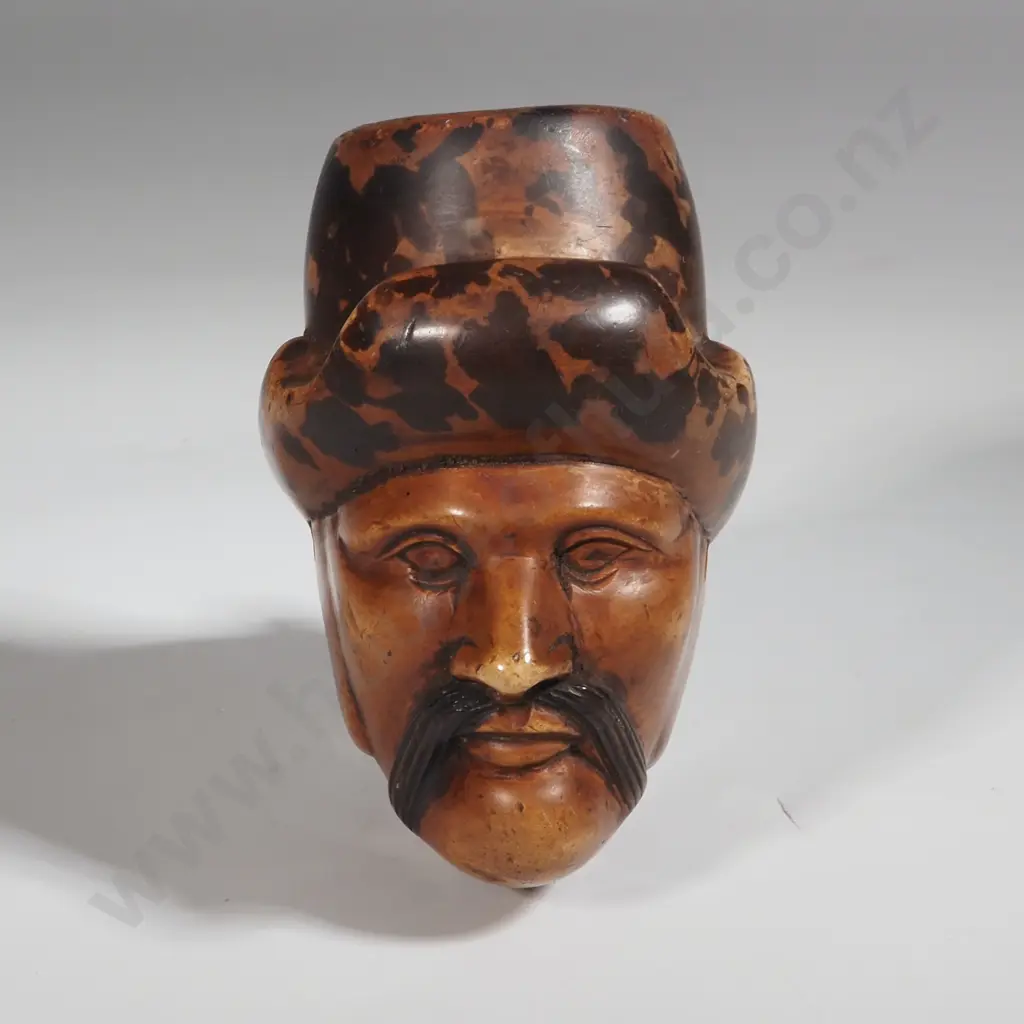 Meerschaum Pipe Bowl - Man w Hat & Moustache. Image 1++