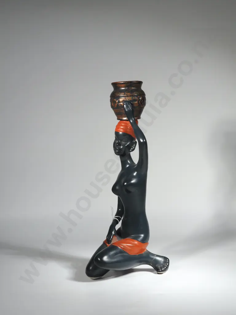 Vintage Barsony Style Figure of a Woman Carrying a Pot on Her Head. Image 1++