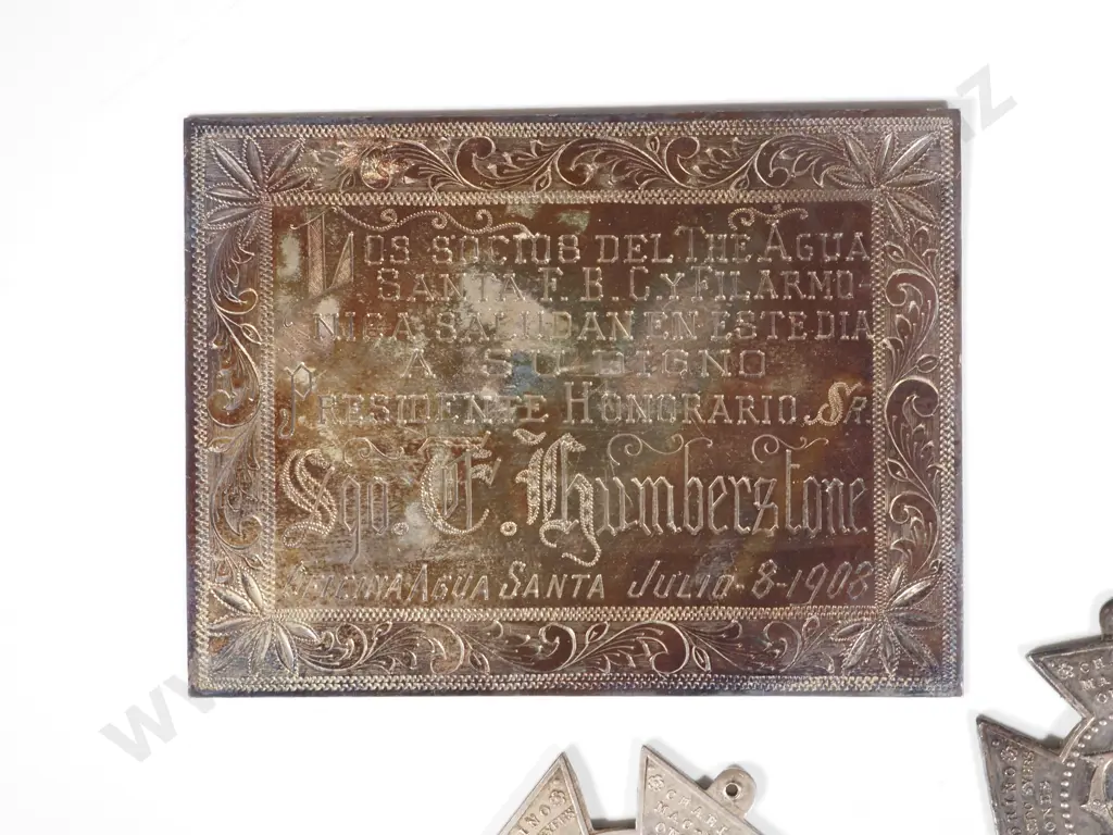 Two Sterling Silver Medals & A Sterling Silver Plaque Dated 1908. Image 1++