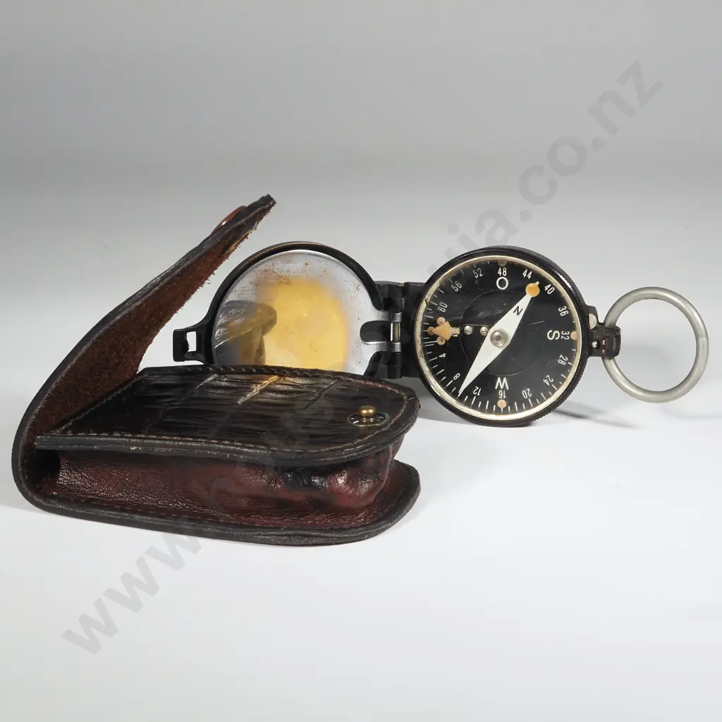 R Fuess WW2 Wehrmacht Marching Compass in Leather Case. Image 1++