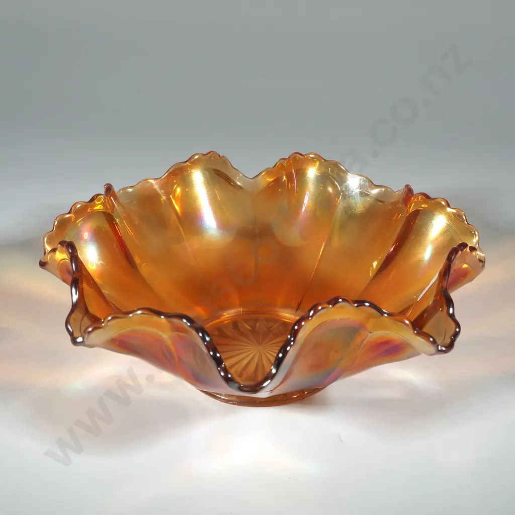 Orange Carnival Glass Dish. Image 1++