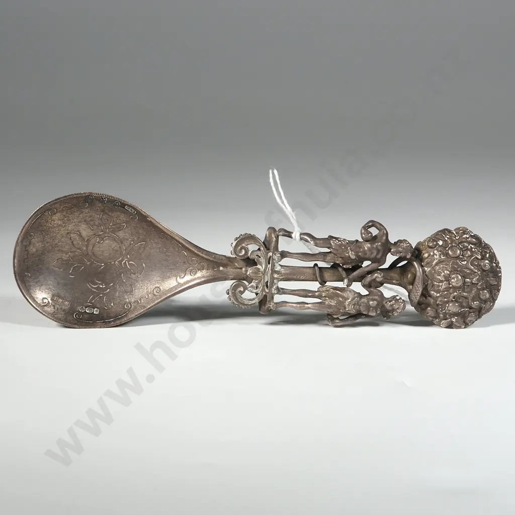 Adam & Eve Tea Caddy Spoon,  Sterling Silver English Chester Import Marks. B Muller & Sons Image 1++