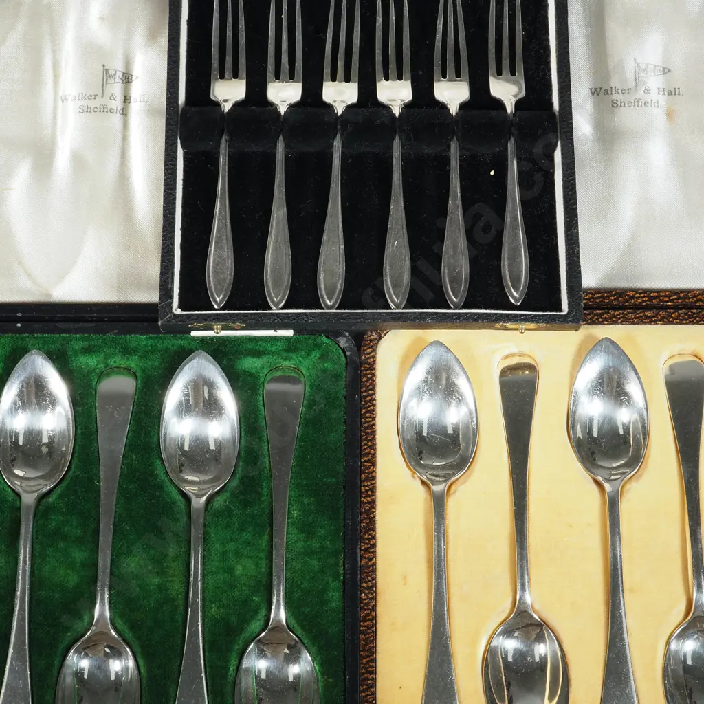 Two Boxed Sets Of EP Teaspoons (One Incomplete), & a Box Of Cake Six Cake Forks. Image 1++