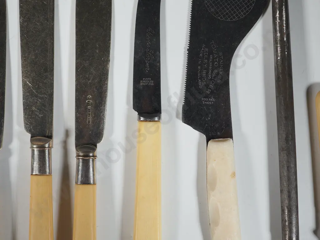 Assorted Lot of Bone Handled Cutlery, Serving Utensils & Two Steels. Image 1++