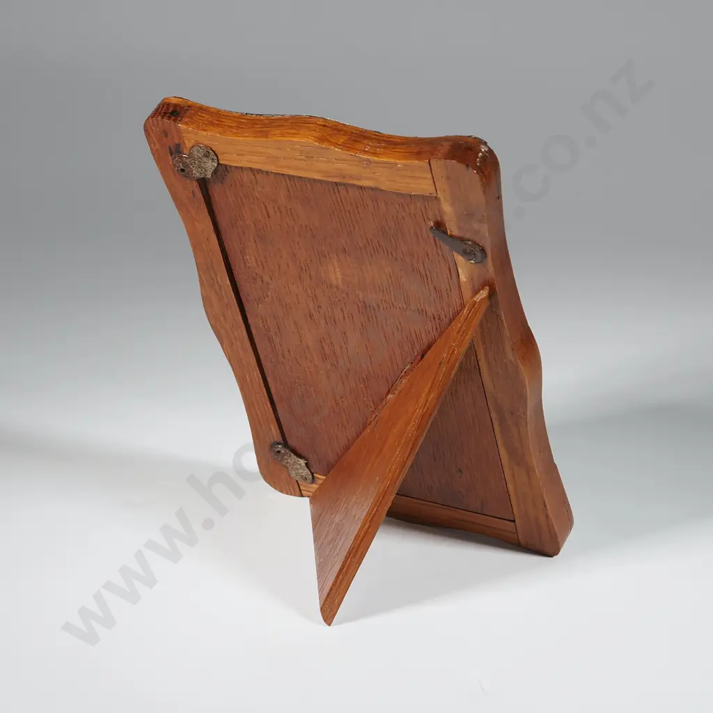 Vintage Sterling Silver Photo Frame w Oak Back-Stand. Image 1++