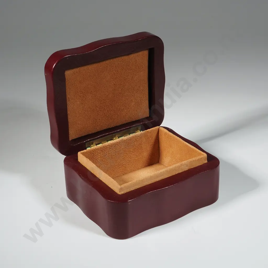 Leather Trinket Box w Applied Sterling Silver Lid Decorated in Art Nouveau Style. Image 1++