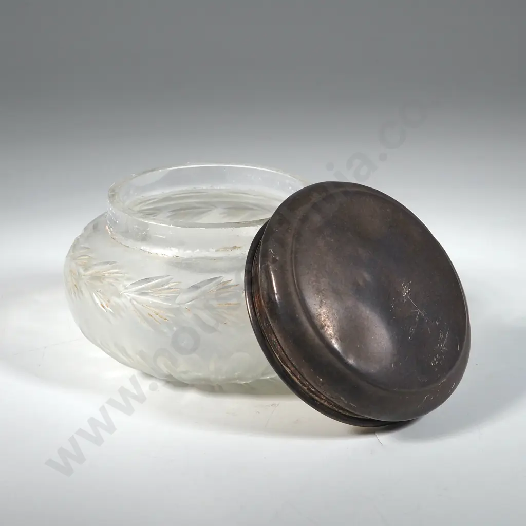 Sterling Silver & Glass Powder Bowl.  Image 1++