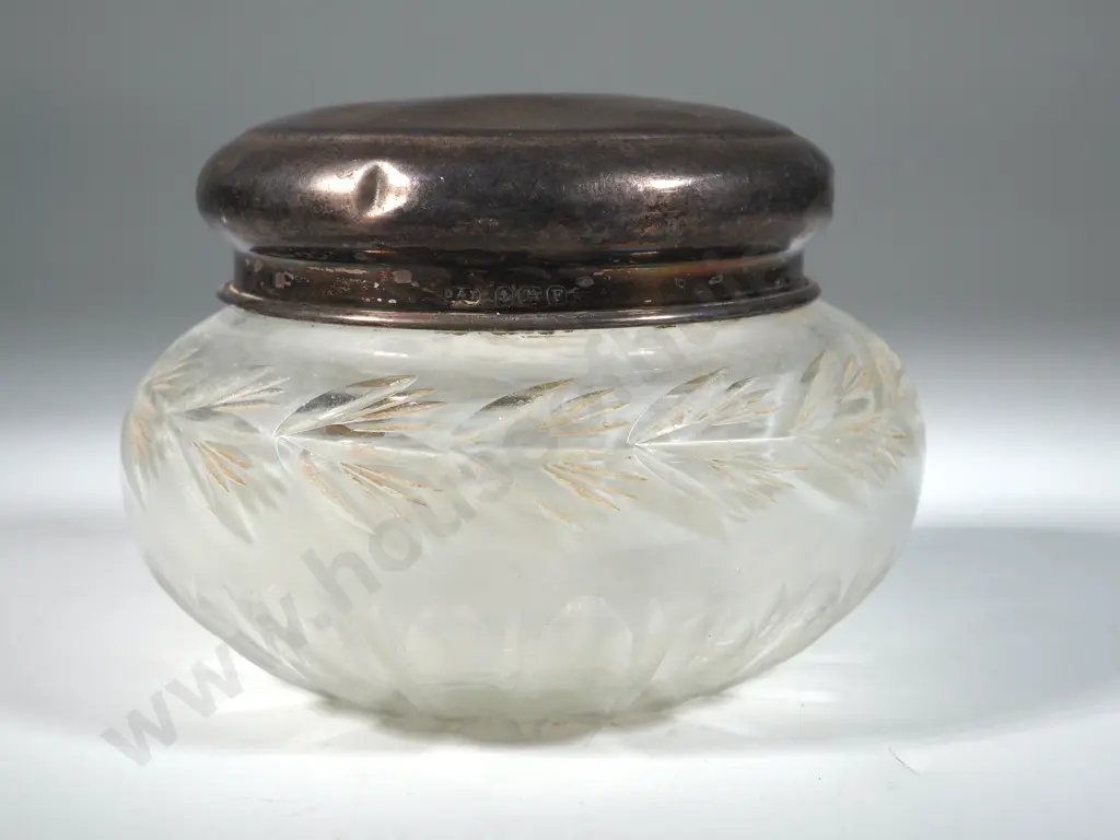 Sterling Silver & Glass Powder Bowl.  Image 1++