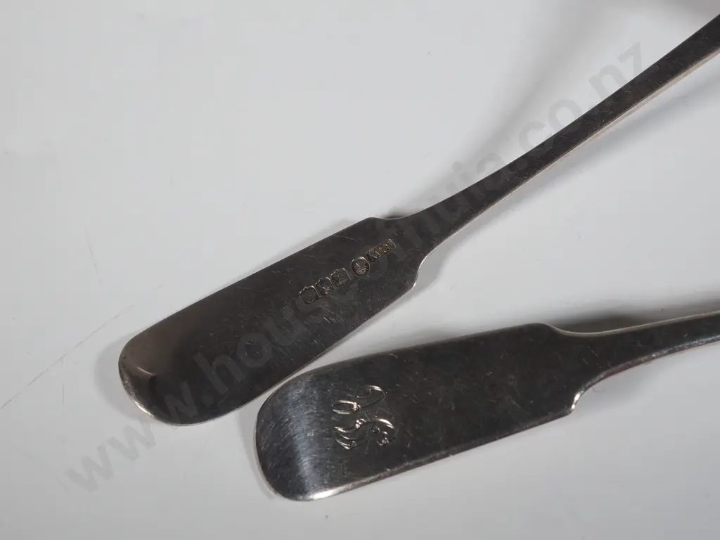Pair of Sterling Silver Early Victorian Fiddle Pattern Sauce Ladles. Image 1++