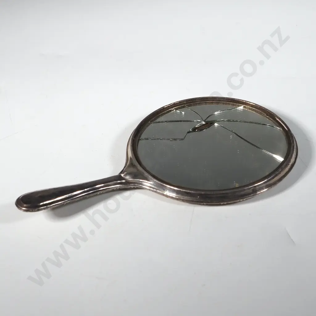 Small Sterling Silver Plain Hand Mirror w Beaded Rim. A /F Image 1++