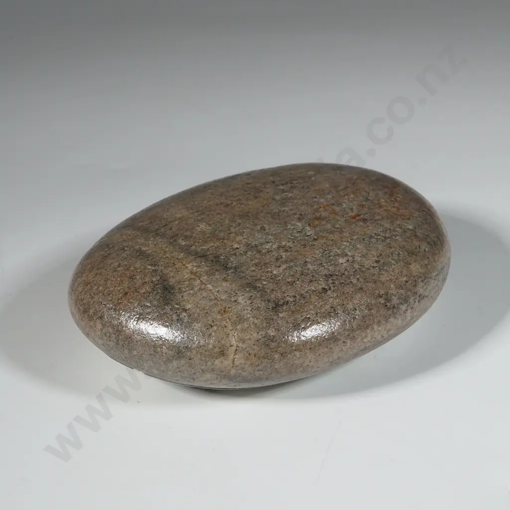 Stone Paperweight w Hand Worked Silver Detail Atop. Image 1++