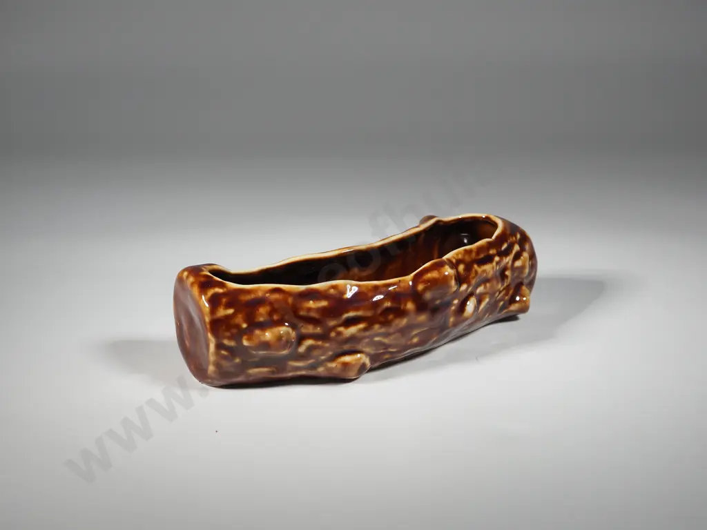 Brown Temuka Ware Log Vase. Image 1++