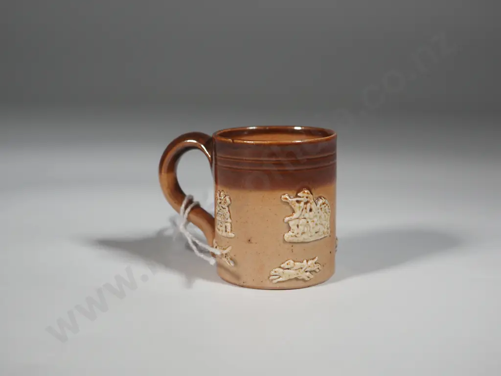 Vintage Royal Doulton England Miniature Tan & Cream Stoneware Mug. Image 1++
