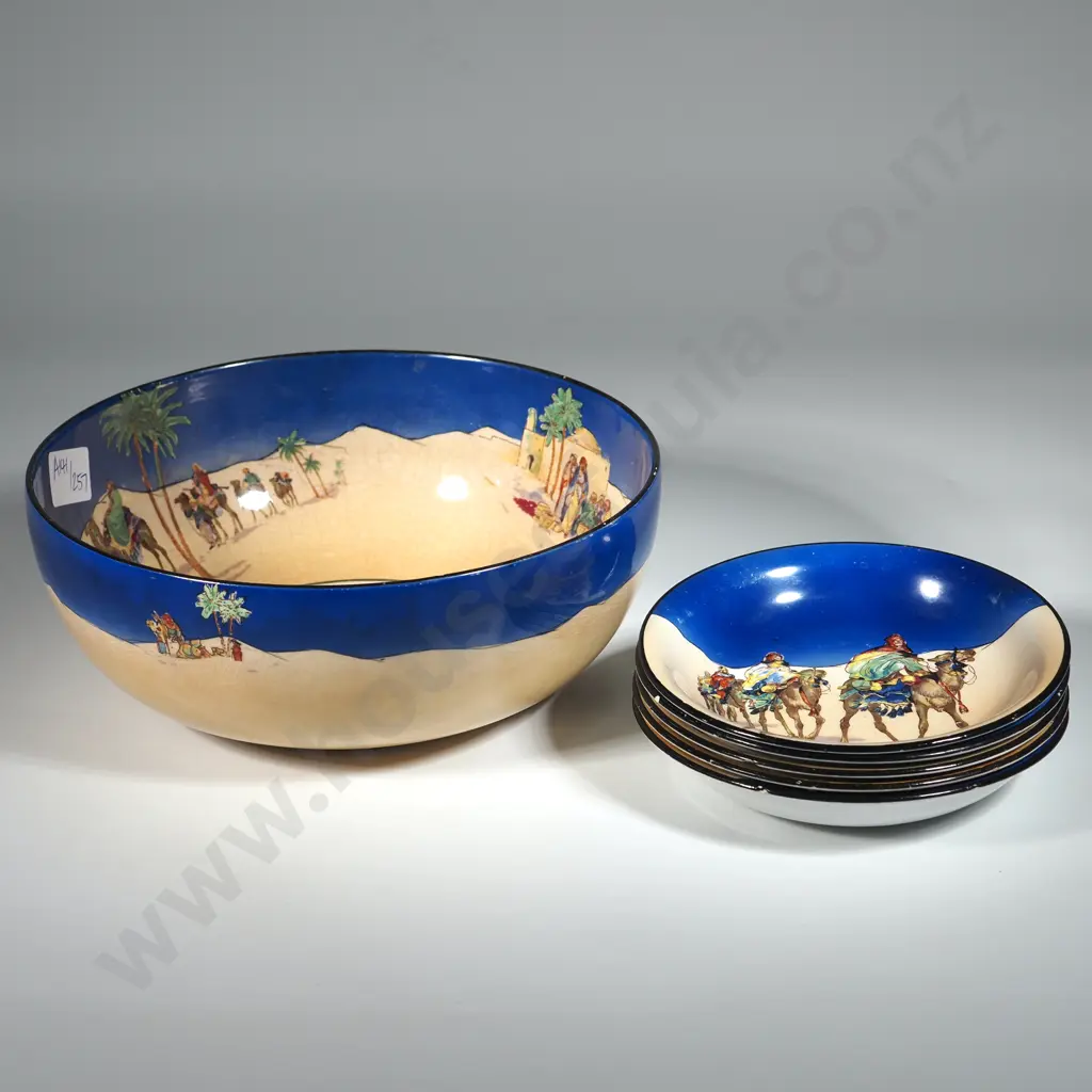 Five Dessert Dishes & Bowl w Arabian Design. Image 1++
