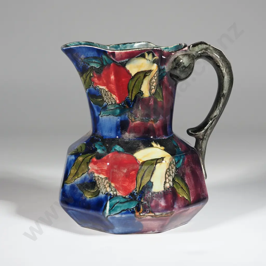 Handpainted Rubens Ware Octagonal Jug in the "Pomegranate" Pattern. Image 1++