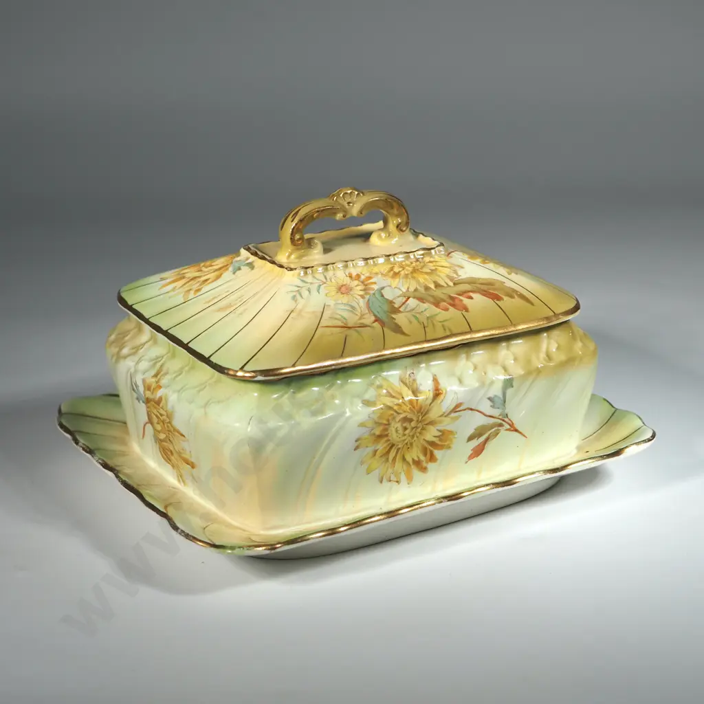 Decorated Covered  China Butter Dish. Image 1++