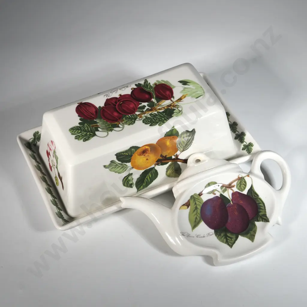 Portmeirion Pomana Butter Dish w Lid & Spoon Rest. Image 1++