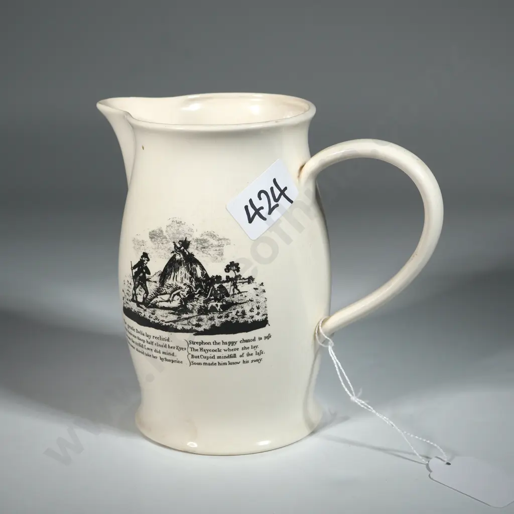 Leedsware Classical Creamware Courtship &  Matrimony Design Jug. Image 1++