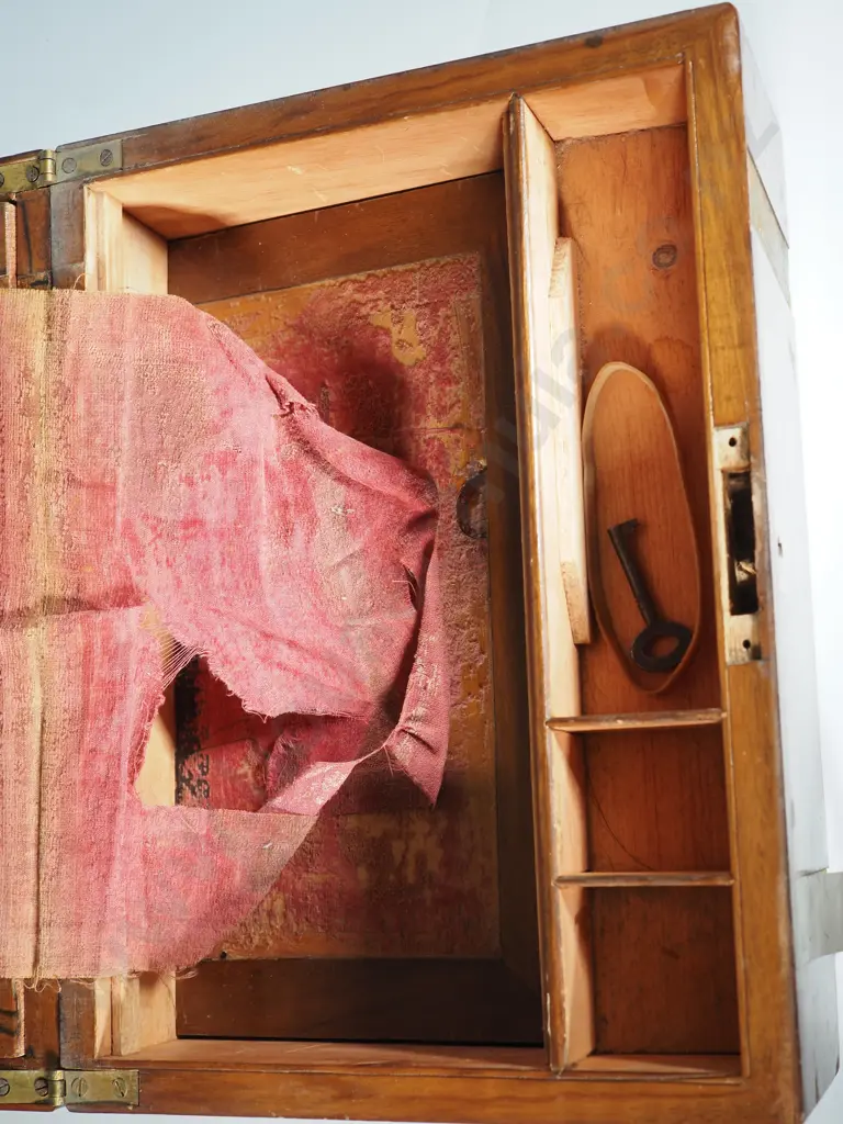 Wooden Writing Slope w Brass Trim.  A/F Image 1++