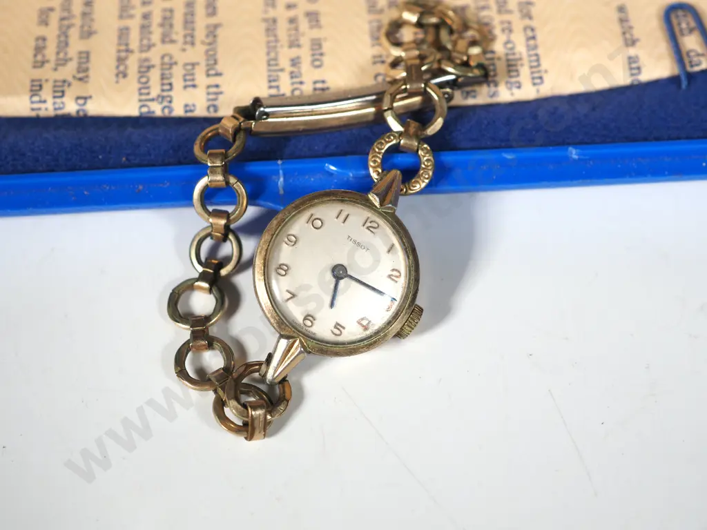 Vintage Rolled Gold Tissot Ladies Wristwatch w Original Case & Documents Incl Care Instructions. Image 1++