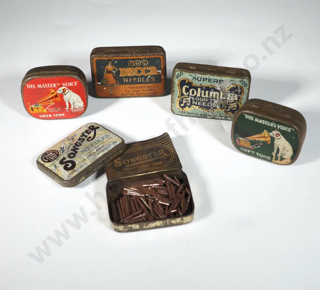 Lot of Five Small Antique Gramophone Needle Tins. Image 1++