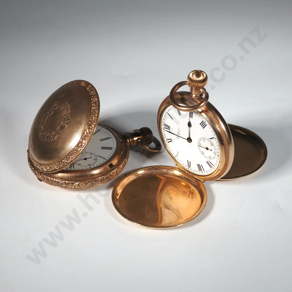 Two Gold Plated  Hunter Pocket Watches. Image 1++