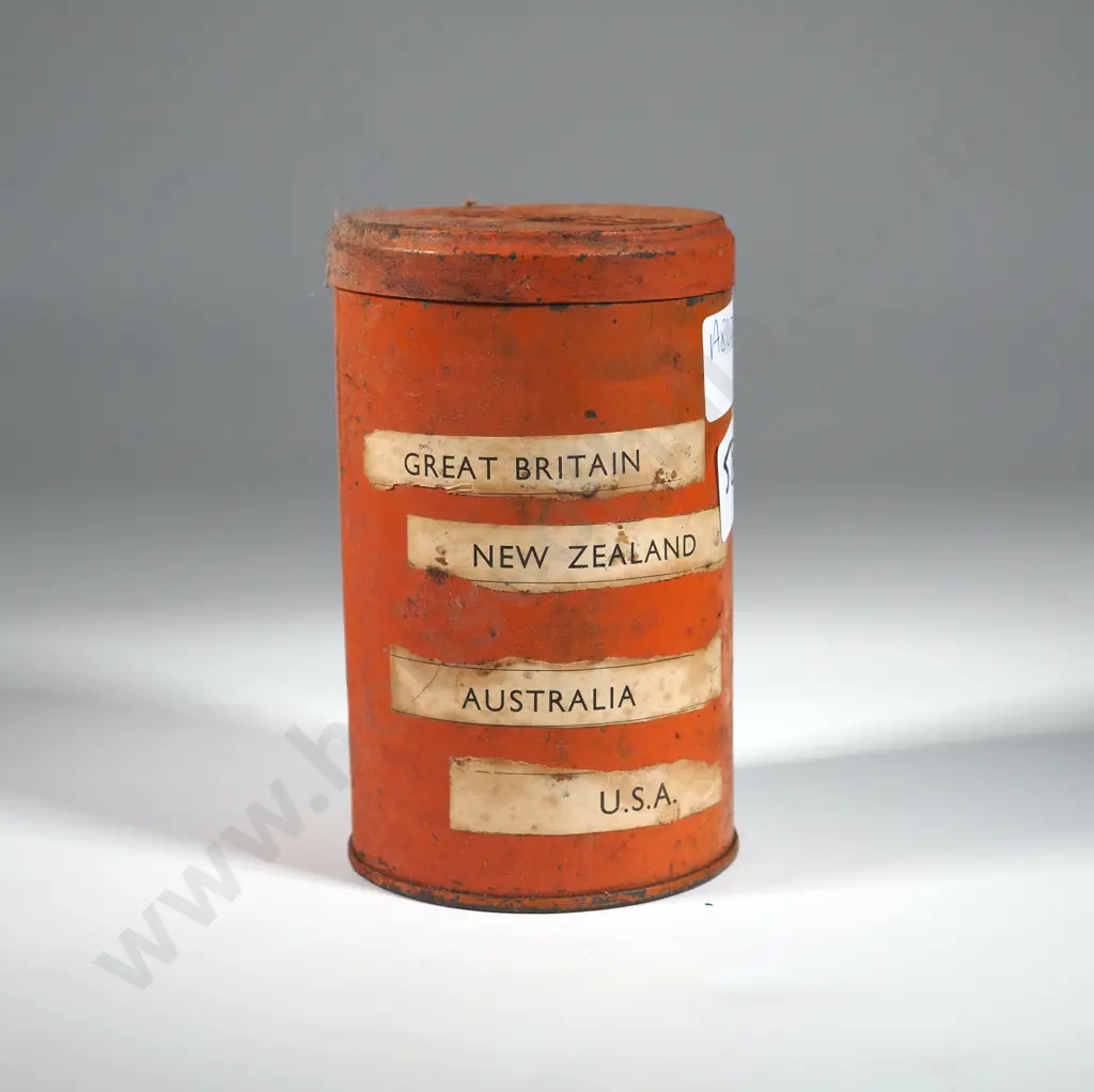 Orange Edmonds Canister Containing Used/Franked, Steamed, Stamps. Image 1++