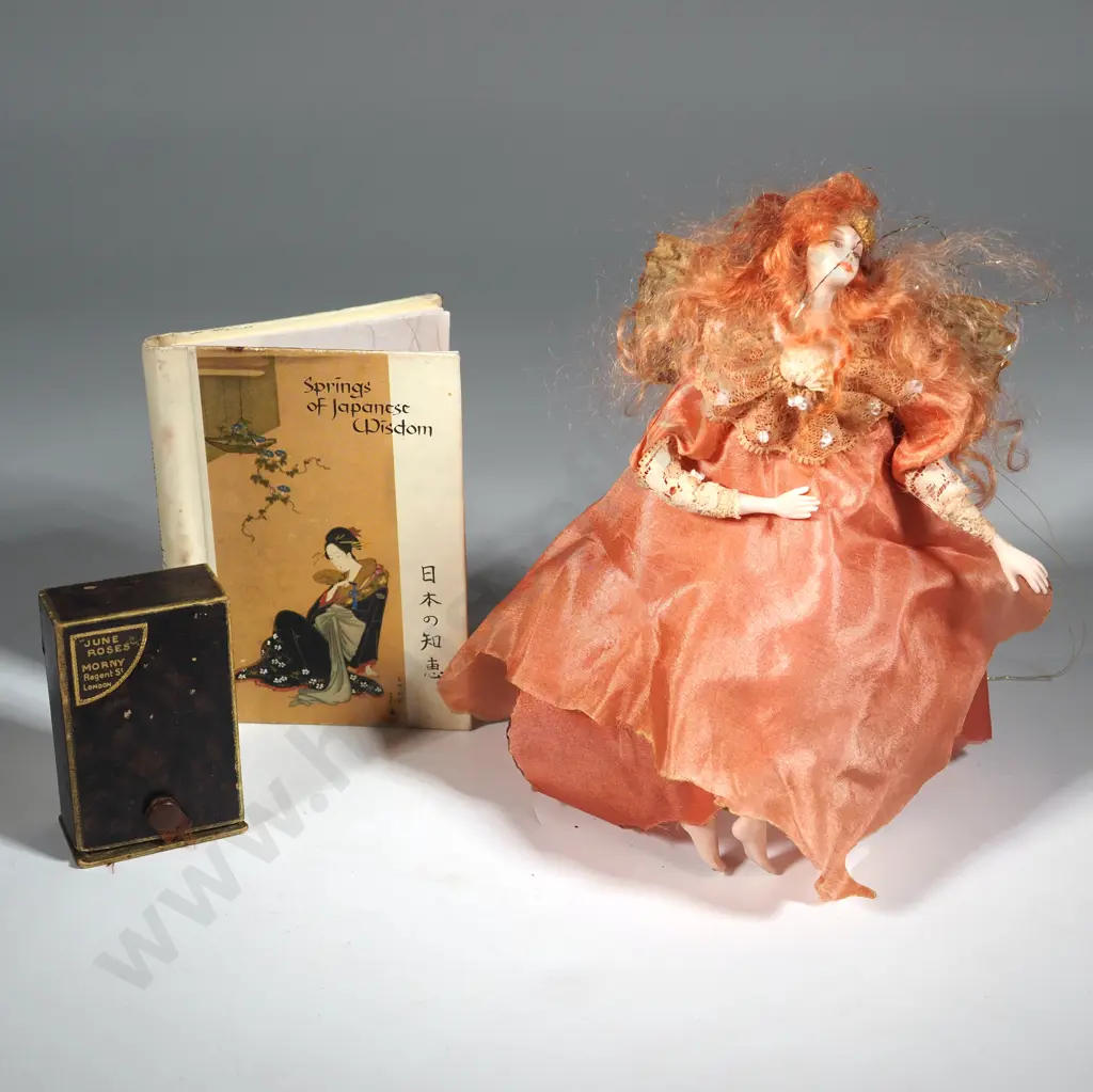 Assorted Lot of Memorabilia - Book, Doll, Perfume Bottle. Image 1++