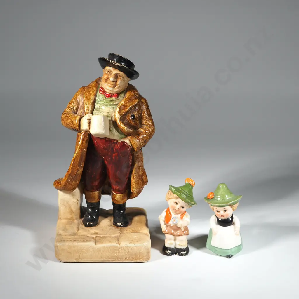 Vintage Pair of Salt & Pepper Hummel Figures, & Vintage Art Deco 'Bretby' Pottery 'Toby Weller' Dickens Figure. Image 1++