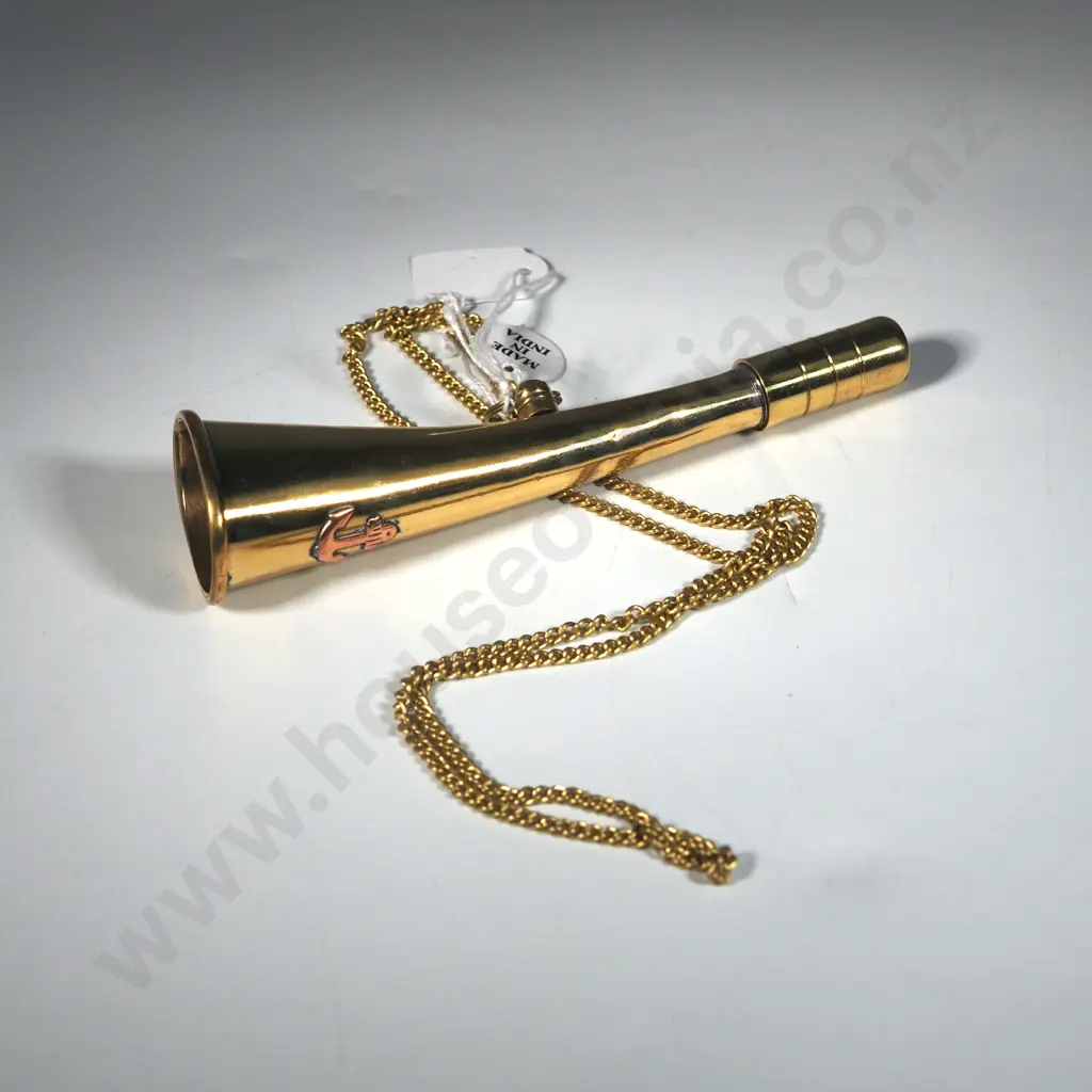 Brass Bigul Horn w Gold Coloured Sling- New. Image 1++